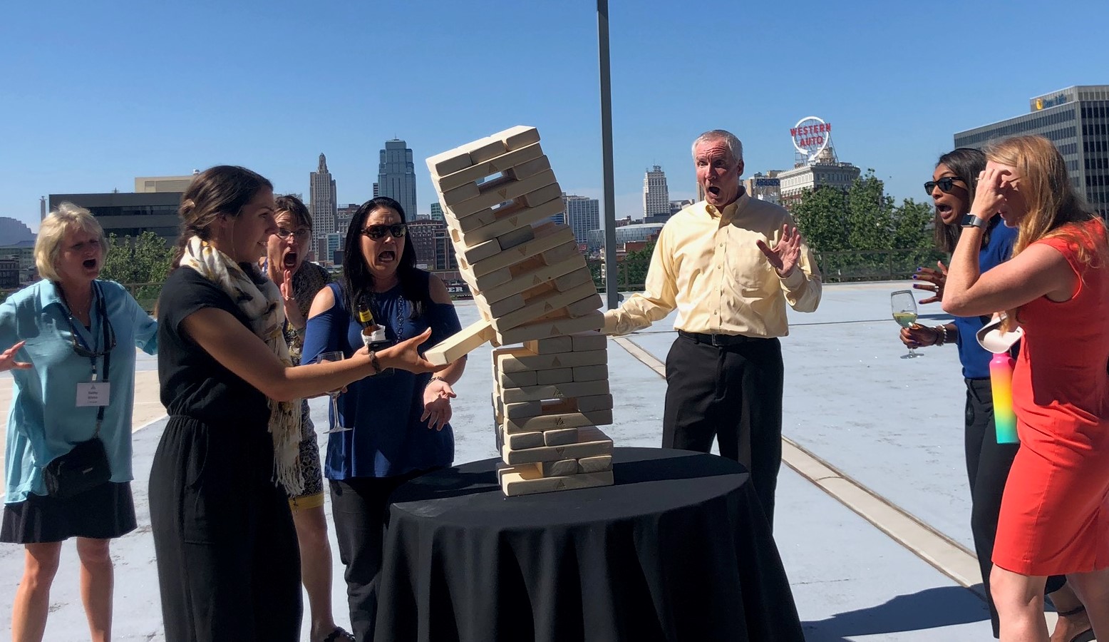 HERO Summer Think Tank members playing Jenga