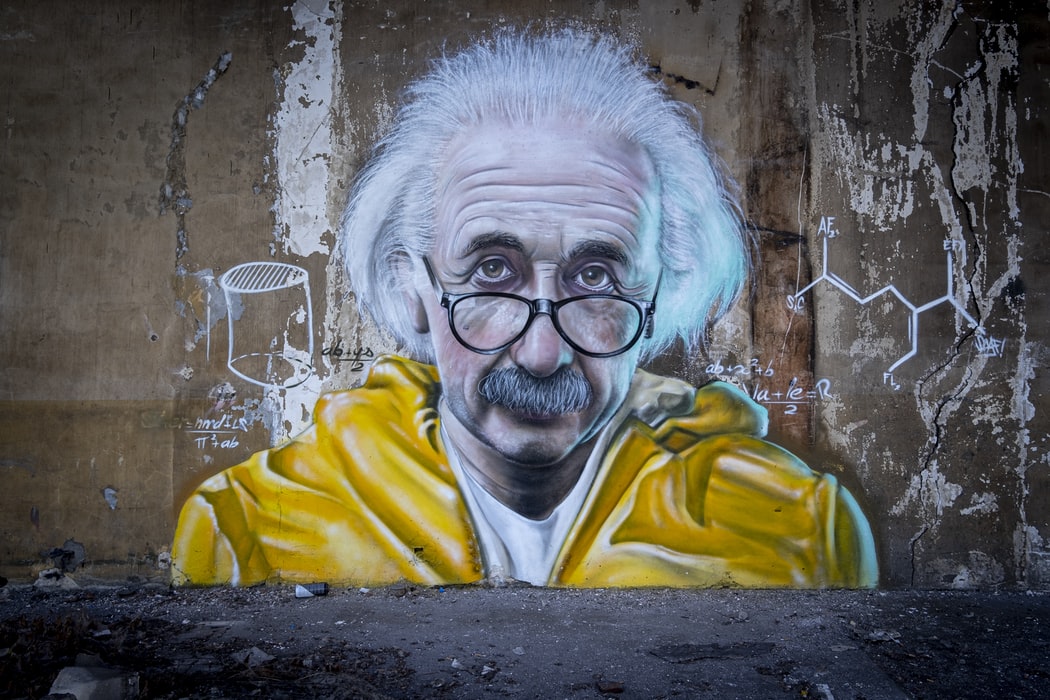 graffiti painting of Einstein